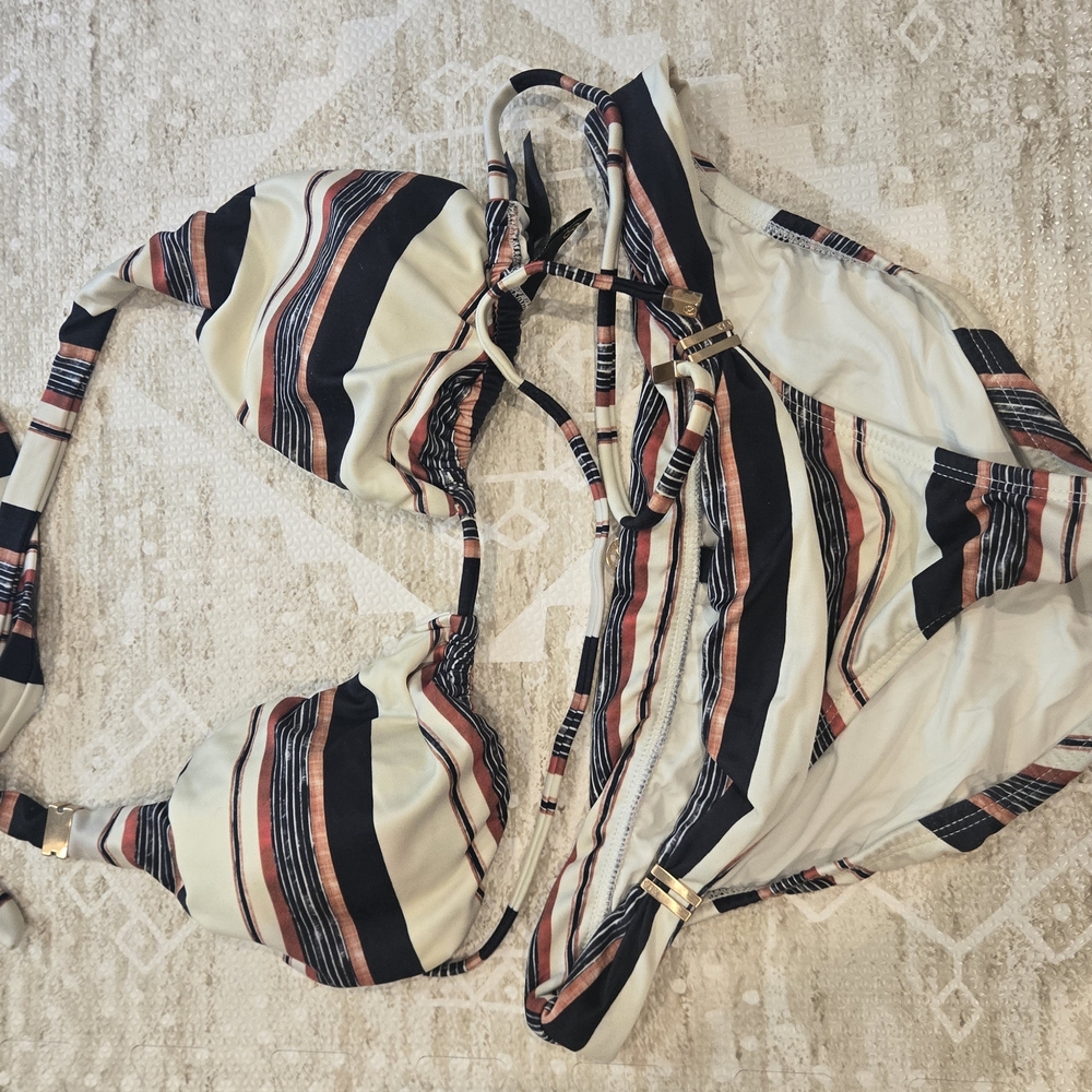 Striped Halter Bikini Top